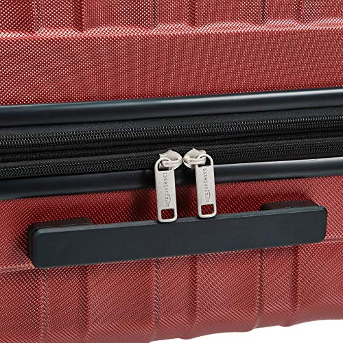 AmazonBasics - Juego de maletas rígidas de primera calidad: 56 cm, 68 cm y 78 cm, color rojo