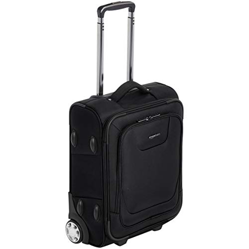 AmazonBasics – Maleta blanda expansible apta para cabina de pasajeros con candado TSA y ruedas, 48 cm, negro