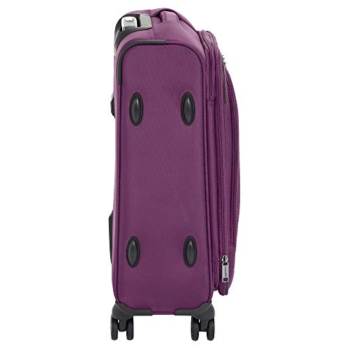 AmazonBasics - Maleta con ruedas de calidad superior, expandible, con lados blandos y cierre con candado TSA, 53 cm, Morado