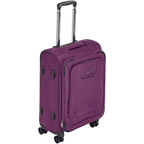 AmazonBasics - Maleta con ruedas de calidad superior, expandible, con lados blandos y cierre con candado TSA, 53 cm, Morado