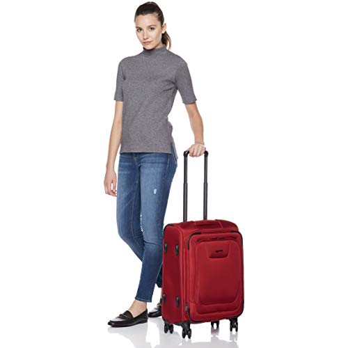 AmazonBasics - Maleta con ruedas de calidad superior, expandible, con lados blandos y cierre con candado TSA, 53 cm, Rojo