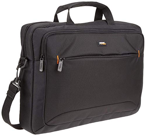 AmazonBasics - Maletín compacto para portátil con correa para el hombro y bolsillos para accesorios (15,6 pulgadas, 40 cm), negro, 1 unidad