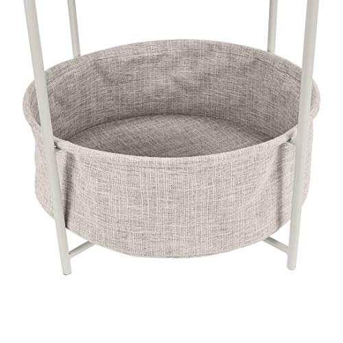 AmazonBasics - Mesa redonda con capacidad de almacenamiento en blanco (Light Cream) con tejido gris jaspeado