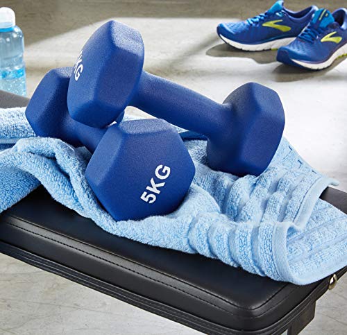 AmazonBasics - Par de mancuernas de neopreno, 2 x 5 kg, Azul AmazonBasics - Par de mancuernas de neopreno, 2 x 5 kg, Azul