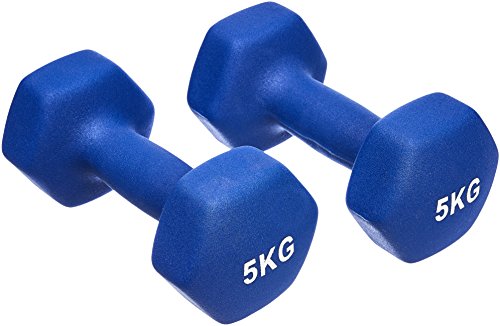 AmazonBasics - Par de mancuernas de neopreno, 2 x 5 kg, Azul AmazonBasics - Par de mancuernas de neopreno, 2 x 5 kg, Azul
