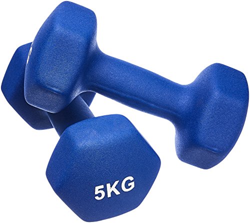 AmazonBasics - Par de mancuernas de neopreno, 2 x 5 kg, Azul AmazonBasics - Par de mancuernas de neopreno, 2 x 5 kg, Azul