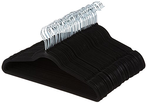 AmazonBasics - Perchas de terciopelo para trajes - Paquete de 100, Negro