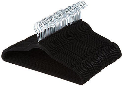 AmazonBasics - Perchas de terciopelo para trajes - Paquete de 100, Negro AmazonBasics - Perchas de terciopelo para trajes - Paquete de 100, Negro