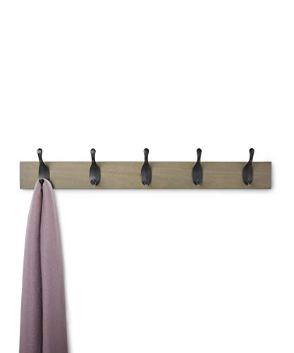 AmazonBasics - Perchero de madera de pared, 5 ganchos modernos 57 cm, Madera noble AmazonBasics - Perchero de madera de pared, 5 ganchos modernos 57 cm, Madera noble