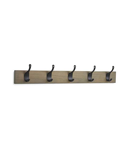 AmazonBasics - Perchero de madera de pared, 5 ganchos modernos 57 cm, Madera noble AmazonBasics - Perchero de madera de pared, 5 ganchos modernos 57 cm, Madera noble