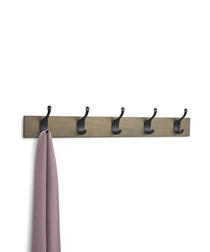 AmazonBasics - Perchero de madera de pared, 5 ganchos modernos 57 cm, Madera noble AmazonBasics - Perchero de madera de pared, 5 ganchos modernos 57 cm, Madera noble