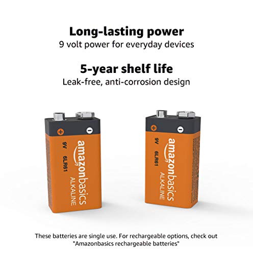 AmazonBasics - Pilas alcalinas de 9 voltios, gama Everyday, paquete de 8 (el aspecto puede variar)
