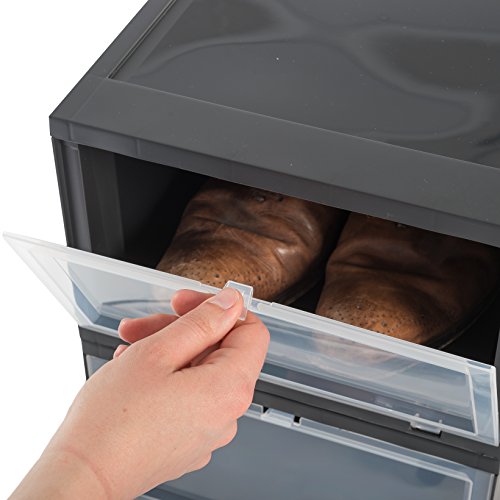 AmazonBasics Shoes Box EUDF-S Lote de 3 Cajas de Almacenamiento para los Zapatos, Negra, 9 L, 31 x 22 x 18 cm AmazonBasics Shoes Box EUDF-S Lote de 3 Cajas de Almacenamiento para los Zapatos, Negra, 9 L, 31 x 22 x 18 cm