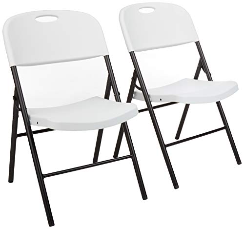 AmazonBasics - Silla de plástico plegable, capacidad de 157,5 kg, blanco, set de 2