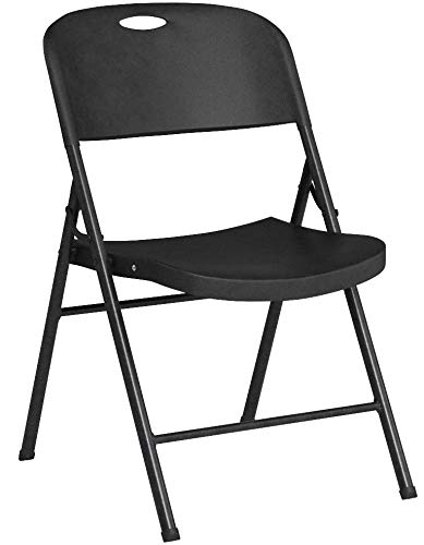 AmazonBasics - Silla de plástico plegable, capacidad de 157,5 kg, negro, set de 2