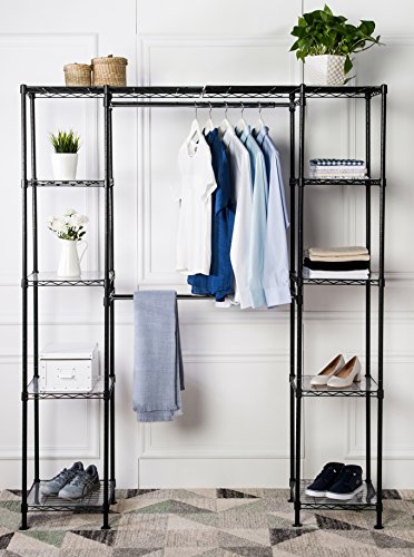 AmazonBasics - Sistema organizador de armario extensible, Negro AmazonBasics - Sistema organizador de armario extensible, Negro