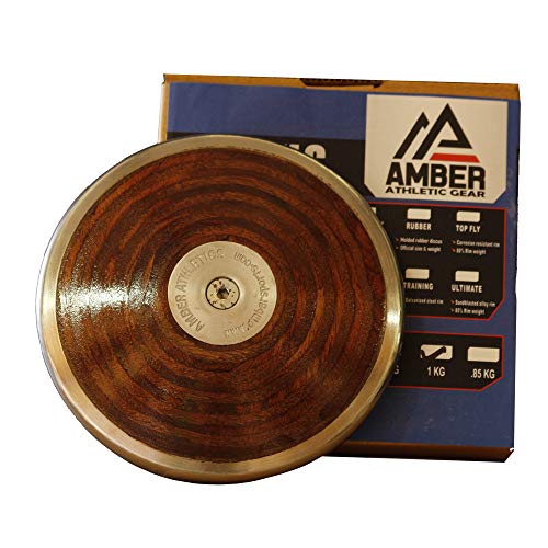Amber Athletic Gear DAMZ-1 - Disco de Madera para Lanzamiento en Pista y Campo, 1kg, Marrón.