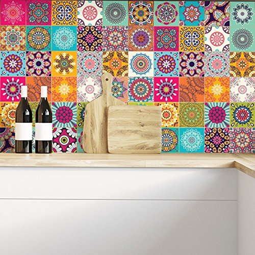 Ambiance-Live col-RV-0302_15x15cm Pegatinas de Pared, Vinilo, Multicolores