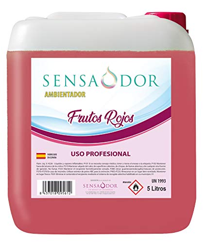 Ambientador Frutos Rojos SENSAODOR, 5 Litros, Rojo, Garrafa, Profesional, Empresas, Negocio, Limpieza, Neutralizador, Quitaolor, Buen olor, Aromatizador