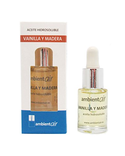 Ambientair. Aceite perfumado hidrosoluble 15ml. Aceite hidrosoluble Vainilla Madera para humidificador de ultrasonidos. Perfume de Vainilla Madera para ambientador de vapor de agua. Aceite perfumado sin alcohol.