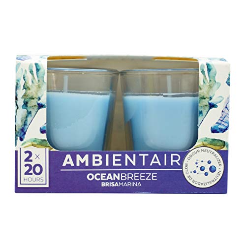 Ambientair VV002OCAAGC aromáticas de Aroma océano Brisa Marina. Dos Unidades. Velas perfumadas con Cera Vegetal y Perfume Natural con una duración Estimada de 20 Horas Cada Ambientair VV002OCAAGC aromáticas de Aroma océano Brisa Marina. Dos Unidades. Velas perfumadas con Cera Vegetal y Perfume Natural con una duración Estimada de 20 Horas Cada