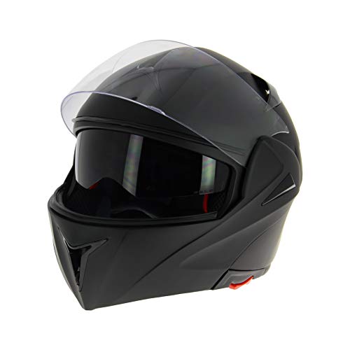 AMBIKE 005402 - Casco de moto modular negro mate Talla L AMBIKE 005402 - Casco de moto modular negro mate Talla L