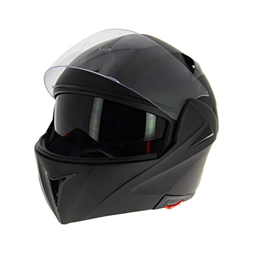 AMBIKE 005402 - Casco de moto modular negro mate Talla L