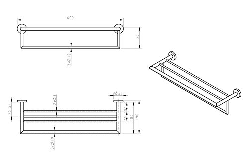 Ambrosya® | Exclusivo toallero de Acero Inoxidable | Cuarto de baño Sostenedor de la Ducha Soporte Toalla Toallero Rack Barra Rod WC (Acero Inoxidable (Cepillado))