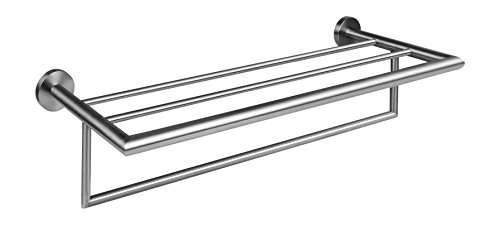 Ambrosya® | Exclusivo toallero de Acero Inoxidable | Cuarto de baño Sostenedor de la Ducha Soporte Toalla Toallero Rack Barra Rod WC (Acero Inoxidable (Cepillado))