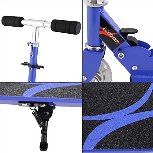 AMDirect Patinete Plegable con Manillar Ajustable en Altura Patín Scooter con 2 Ruedas Led, Azul AMDirect Patinete Plegable con Manillar Ajustable en Altura Patín Scooter con 2 Ruedas Led, Azul
