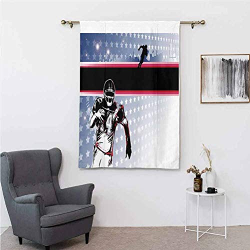 Americana Decor - Cortina romana, diseño de jugador de fútbol americano de béisbol corriendo en el campo con patrón de estrellas, 95 x 63 pulgadas, para dormitorio de niños, cortinas opacas multicolor