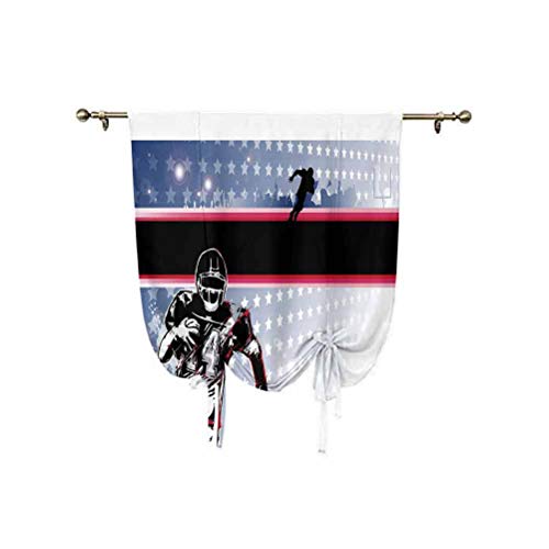 Americana Decor - Cortina romana, diseño de jugador de fútbol americano de béisbol corriendo en el campo con patrón de estrellas, 95 x 63 pulgadas, para dormitorio de niños, cortinas opacas multicolor
