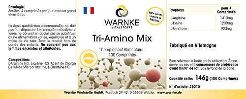 Amino Acids Complex Tri Amino Mix – Complejo de aminoácidos – L-Arginina + Lisina + Ornitina – Altamente dosificado – 100 comprimidos Amino Acids Complex Tri Amino Mix – Complejo de aminoácidos – L-Arginina + Lisina + Ornitina – Altamente dosificado – 100 comprimidos