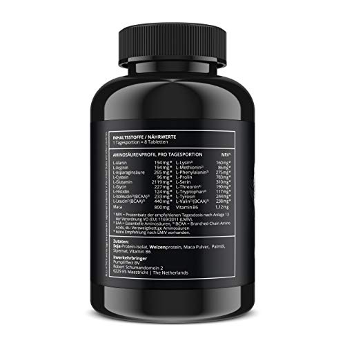 AMINO GROWTH 150 Comprimidos (Vegan) | Alta dosis con 5000 mg/porción | Complejo de aminoácidos con Maca y vitamina B6 | para la construcción de músculo, tonificación, dieta y mejora del rendimiento