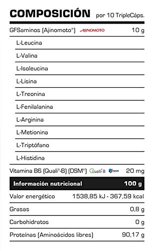 Aminoácidos Esenciales GFS AMINOS Powder Polvo, Cápsulas y viales - Fuerte Recuperador Muscular - Suplementos Deportivos - Vitobest (Neutro, 200 TripleCaps)