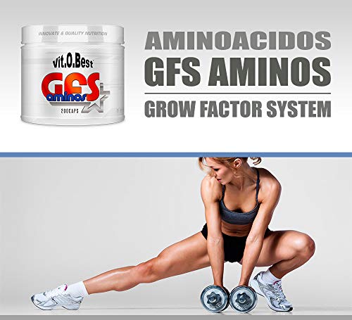 Aminoácidos Esenciales GFS AMINOS Powder Polvo, Cápsulas y viales - Fuerte Recuperador Muscular - Suplementos Deportivos - Vitobest (Neutro, 200 TripleCaps)