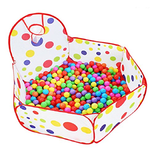 Amison - Piscina de bolas infantil con aro de baloncesto, diseño hexagonal con lunares, desplegable (bolas no incluidas)
