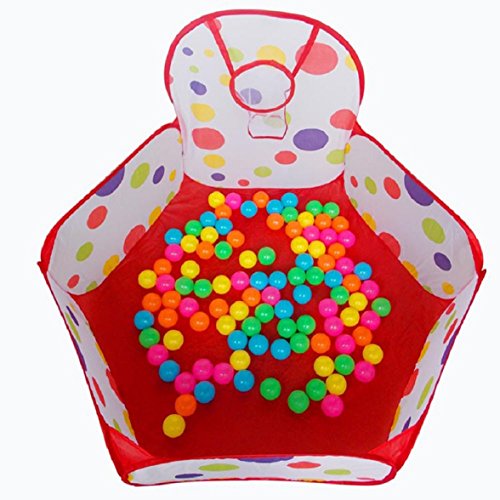 Amison - Piscina de bolas infantil con aro de baloncesto, diseño hexagonal con lunares, desplegable (bolas no incluidas) Amison - Piscina de bolas infantil con aro de baloncesto, diseño hexagonal con lunares, desplegable (bolas no incluidas)