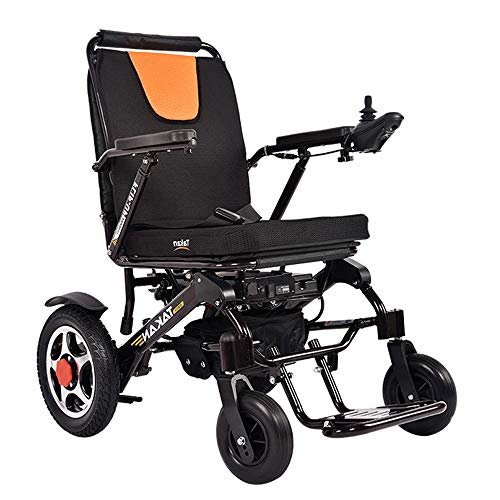 AMITD Silla De Ruedas Eléctrica,Power Plegable Wheelchair Ligera De La Aleación De Aluminio Silla,Conduzca con Potencia O Use como Silla De Ruedas Manual,Asiento de 45 cm