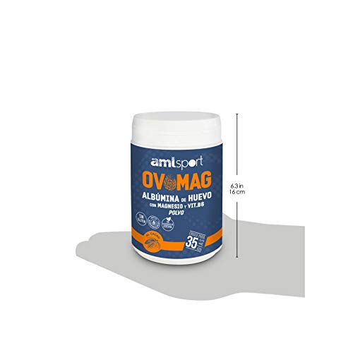 AML SPORT -OVOMAG- Albumina de huevo, Magnesio y Vitamina B6 – 410 gr. Regenerador de fibras musculares. Ayuda a disminuir el cansancio y la fatiga. CACAO 100% PURO NATURAL. Envase para 35 días.