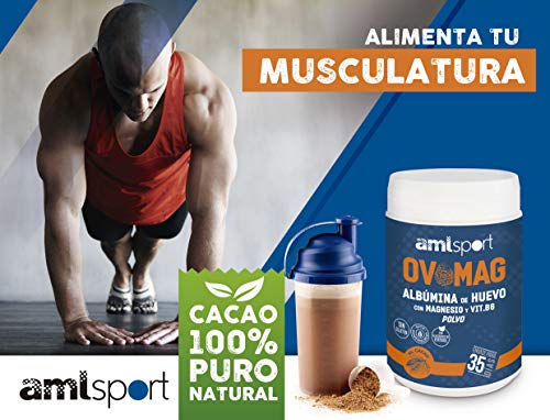 AML SPORT -OVOMAG- Albumina de huevo, Magnesio y Vitamina B6 – 410 gr. Regenerador de fibras musculares. Ayuda a disminuir el cansancio y la fatiga. CACAO 100% PURO NATURAL. Envase para 35 días. AML SPORT -OVOMAG- Albumina de huevo, Magnesio y Vitamina B6 – 410 gr. Regenerador de fibras musculares. Ayuda a disminuir el cansancio y la fatiga. CACAO 100% PURO NATURAL. Envase para 35 días.