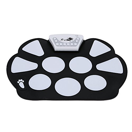 ammoon Enrolle Drum Pad Electrónico Portátil Kit Silicio Plegable con el Paltillo