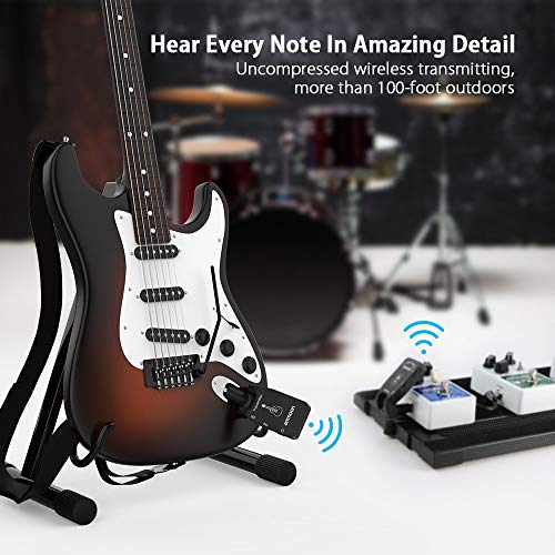 ammoon Inalámbrico Guitarra Receptor Transmisor de Guitarra Sistema de Guitarra Cable Inalámbrico (2.4G)