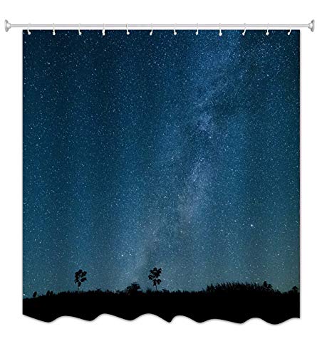 A.Monamour Los Campos De La Noche Estrellas Estrelladas Azules del Cielo Galaxia Impermeabilice La Cortinas De Ducha De Tela Poliester para La Decoración Casera del Cuarto De Baño 180x200 cm