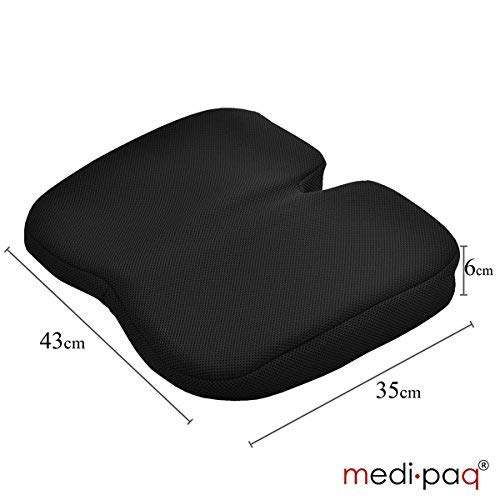 Amortiguador Freedom Wedge - Ideal para alivio Coccyx, apoyo lumbar, dolor de espalda en el coche o en casa (malla Jet-Black 3-D) por Medipaq