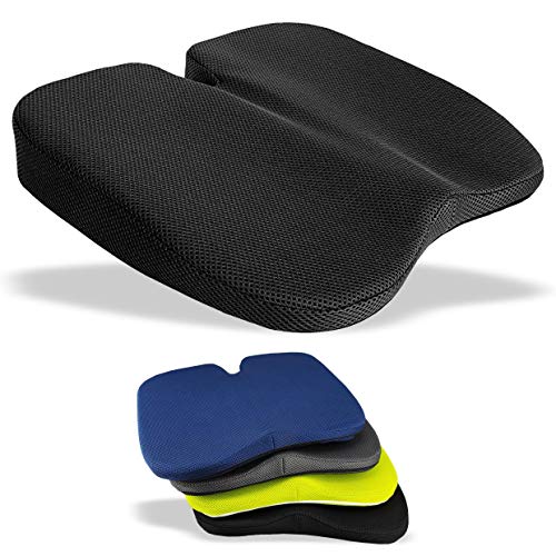 Amortiguador Freedom Wedge - Ideal para alivio Coccyx, apoyo lumbar, dolor de espalda en el coche o en casa (malla Jet-Black 3-D) por Medipaq