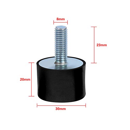 Amortiguadores de Goma, Juego de 4 Montajes Aisladores de Goma con Tacos M8 Antivibración Silentblock para Embarcación (VD30*20 M8*23)