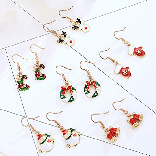Amosfun 6 pares pendientes de navidad conjunto de joyas de vacaciones guantes medias pendientes colgantes regalo de joyería de navidad Amosfun 6 pares pendientes de navidad conjunto de joyas de vacaciones guantes medias pendientes colgantes regalo de joyería de navidad