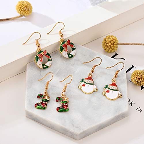 Amosfun 6 pares pendientes de navidad conjunto de joyas de vacaciones guantes medias pendientes colgantes regalo de joyería de navidad