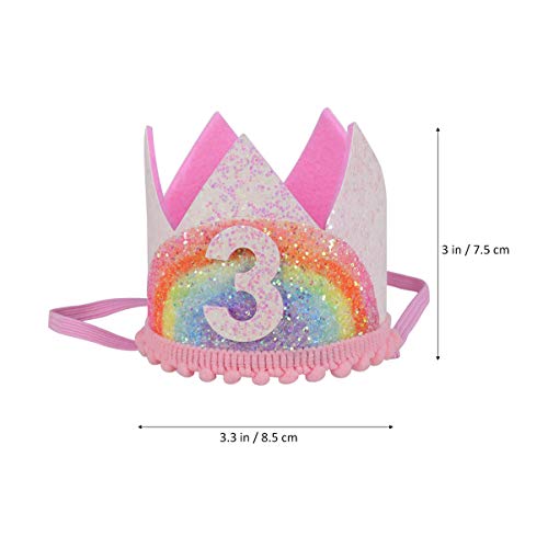 Amosfun Brillo Tres Tercer Cumpleaños Corona Tiara Sombrero Tercer Tercer Cumpleaños Fiesta Regalos para Bebés Niñas Niños Estilo 1